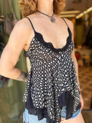y2k heart patterned layered asymetric top