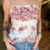 y2k white floral asymmetric top