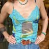 y2k sheer and lace mesh top