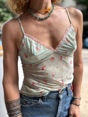 y2k floral lingerie top