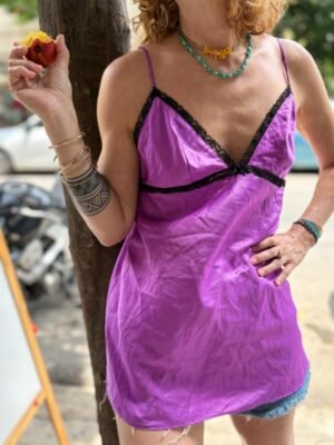 y2k satin magenda top