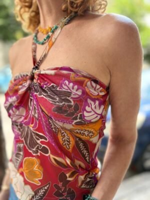 y2k colorful mesh top ties around the neck
