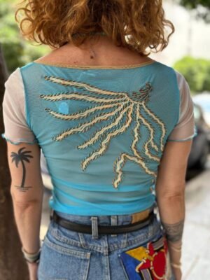 y2k mesh top featuring amazing stitchwork at the back - Image 2