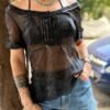 y2k Massimo Dutti silk sheer top