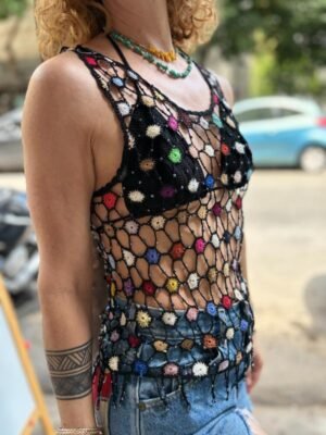 y2k crochet top with beads - Image 4