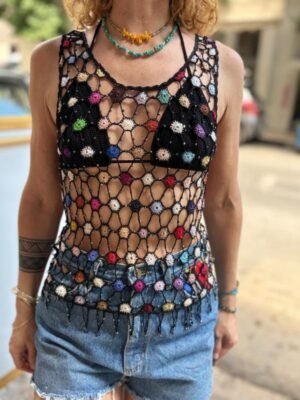 y2k crochet top with beads - Image 2