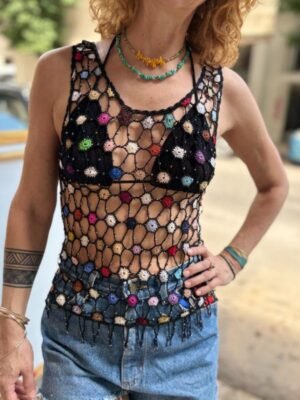 y2k crochet top with beads - Image 3