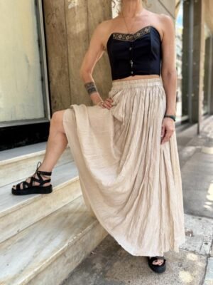 y2k silk ivory maxi flare skirt - Image 2