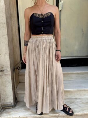 y2k silk ivory maxi flare skirt