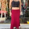 y2k dark red asymetric lace skirt