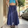 vintage denim buttoned up maxi flare skirt