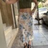 y2k floral & animal print midi skirt