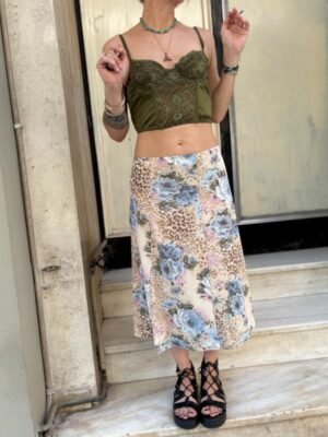 y2k floral & animal print midi skirt with elastic waist - Image 4