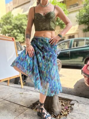 y2k abstract patterned midi skirt