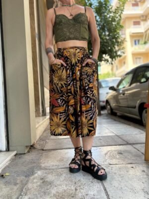 vintage floral midi skirt with big pockets