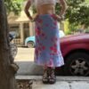 y2k lavender floral tiered skirt with elastic waist