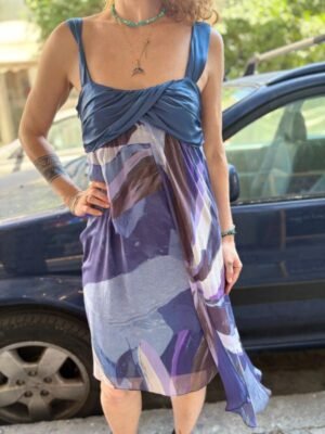 y2k flowy asymmetric abstract patterned dress - Image 7