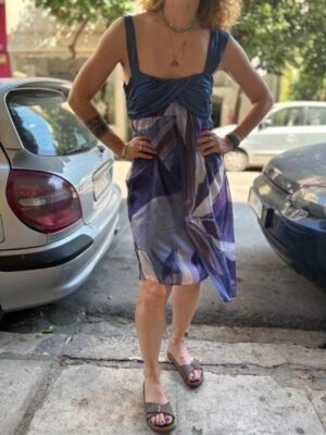 y2k flowy asymmetric abstract patterned dress - Image 4