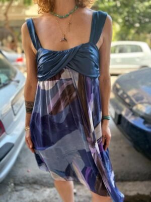 y2k flowy asymmetric abstract patterned dress - Image 5