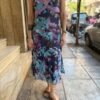 y2k floral midi A line dress with decorative porch
