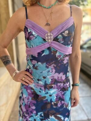 y2k floral midi A line dress with decorative porch - Image 4