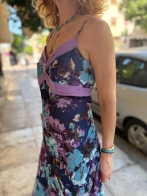 Alternative view of y2k floral midi A line dress with decorative porch