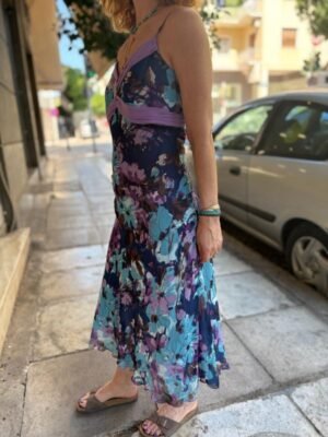 y2k floral midi A line dress with decorative porch - Image 3