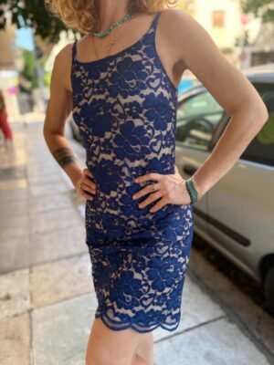 Alternative view of y2k blue lace mini dress