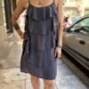 y2k dark gray dress with frills and spaghetti straps