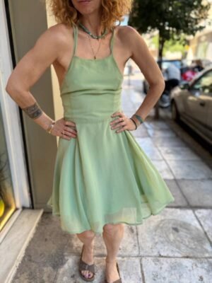 y2k mint dress with back lace new and flare skirt - Image 3