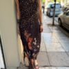 y2k black floral maxi asymmetric dress