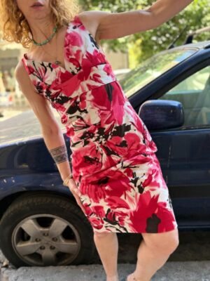 y2k floral bodycon dress with drapped bust - Image 3