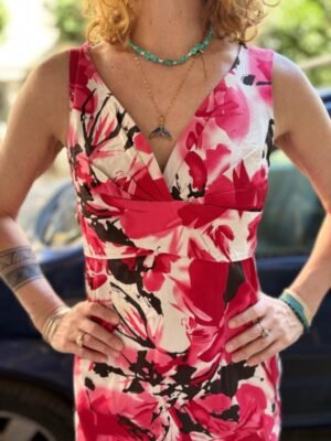 y2k floral bodycon dress with drapped bust - Image 5