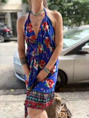 vintage boho backless beach dress