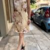 y2k beige satin floral dress