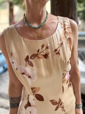 Alternative view of y2k beige satin floral dress