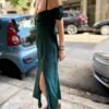 vintage tailor made petrol satin dress