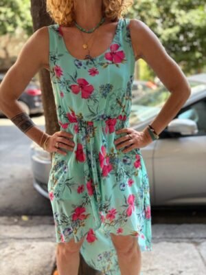 Alternative view of y2k Asos tyrqoise floral asymetric dress