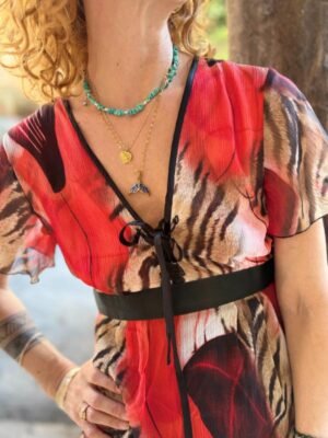 y2k printed dress with deep V neck - Image 3