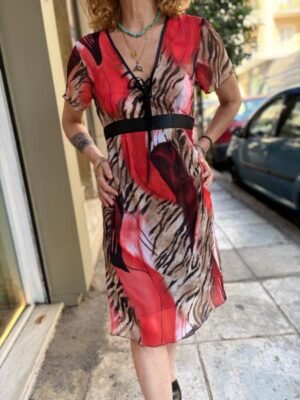 y2k printed dress with deep V neck - Image 4