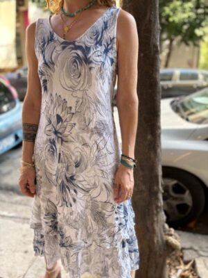 y2k white cotton floral layered dress - Image 4