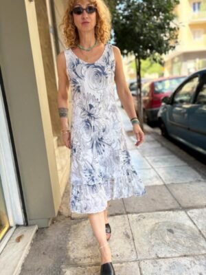 y2k white cotton floral layered dress