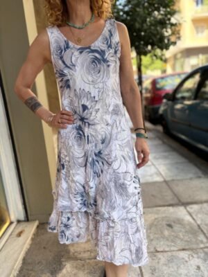 y2k white cotton floral layered dress - Image 3