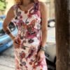 70's vintage white floral midi dress