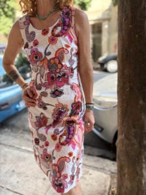 70's vintage white floral midi dress - Image 4