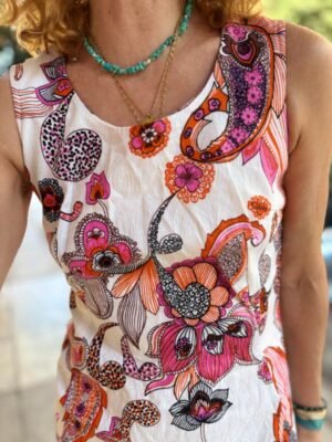 Alternative view of 70's vintage white floral midi dress