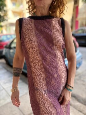 Alternative view of y2k stripped lace dress