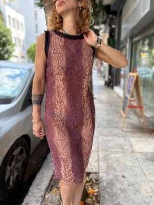 y2k stripped lace dress
