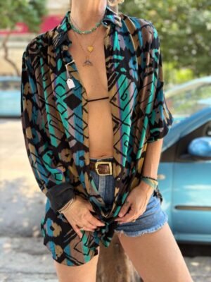 Alternative view of vintage unisex viscose boho shirt