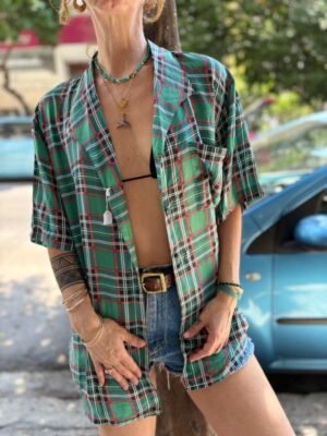 vintage unisex silk plaid shirt - Image 3